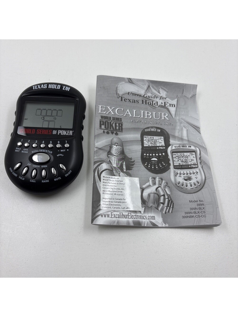 Excalibur World Series Poker Texas Hold Em Electronic Handheld Game Model Tested